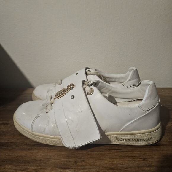 Louis Vuitton LV Logo Monogram White Front Row Lock Leather Sneakers 36 - Picture 3 of 12